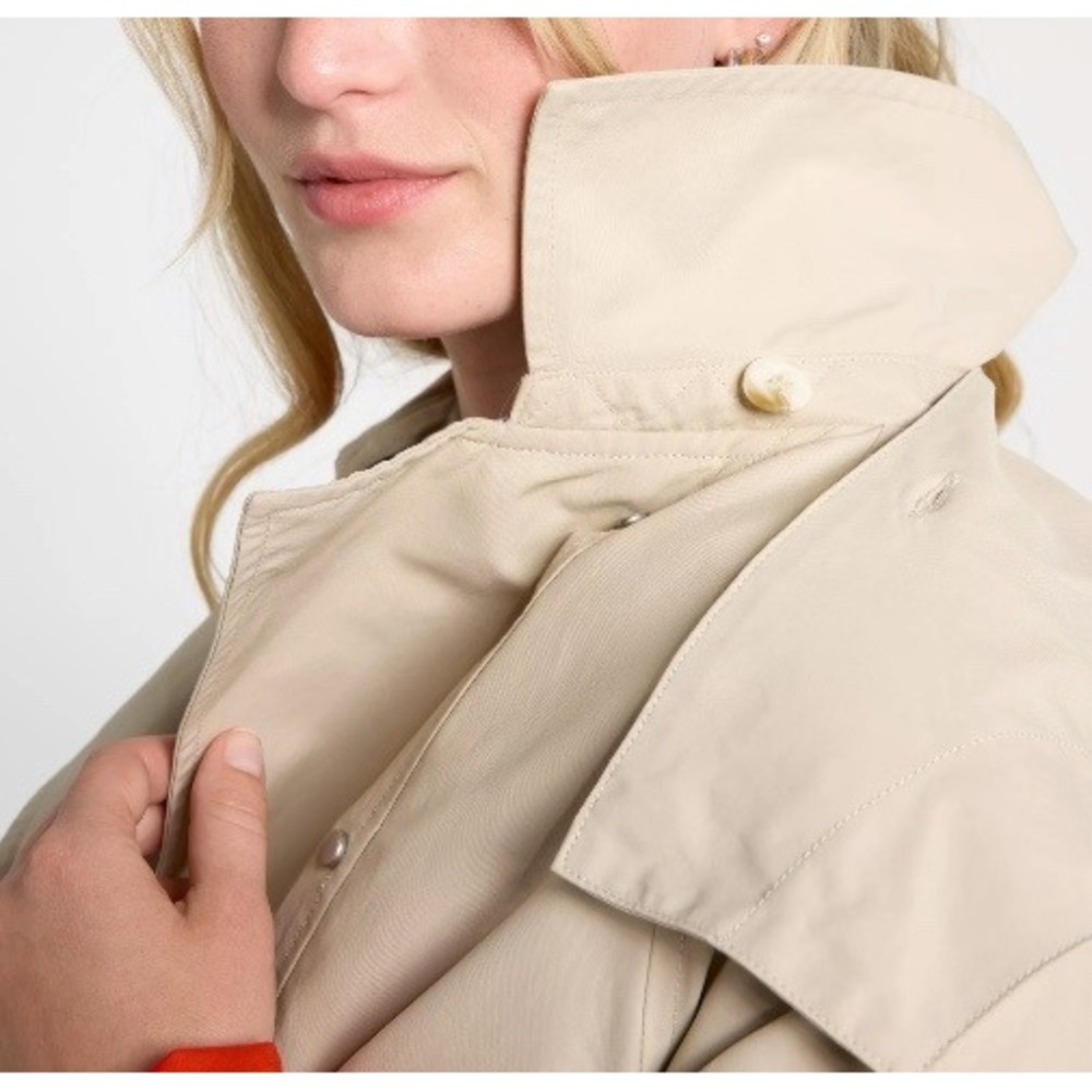 CALIA Crop Trench Jacket Womens XL Khaki Sand Hooded Water Repellent NEW - Picture 3 of 12